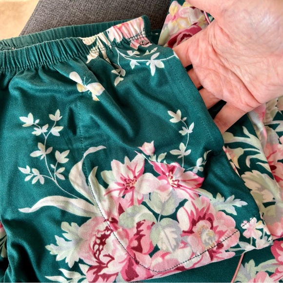 Flora Nikrooz 2-piece Floral Pajama Set, Long Sleeve, Green, Pink, Size S - Picture 5 of 12